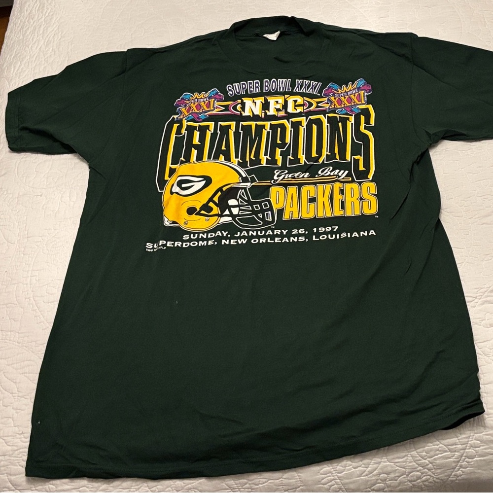 LOGO 7 Black Super Bowl XXXI Tee - Green Bay Packers 1996-97 Season.